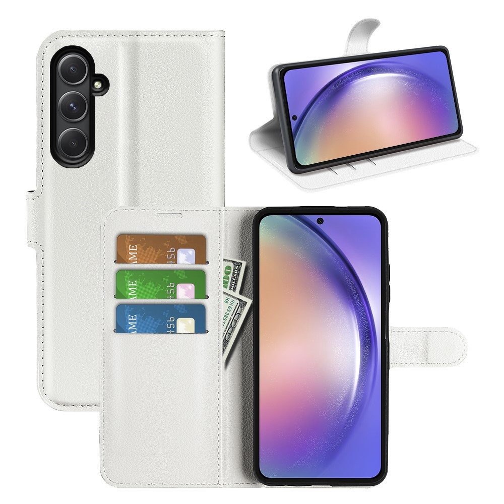 Litchi knížkové pouzdro na Samsung Galaxy A55 5G - bílé