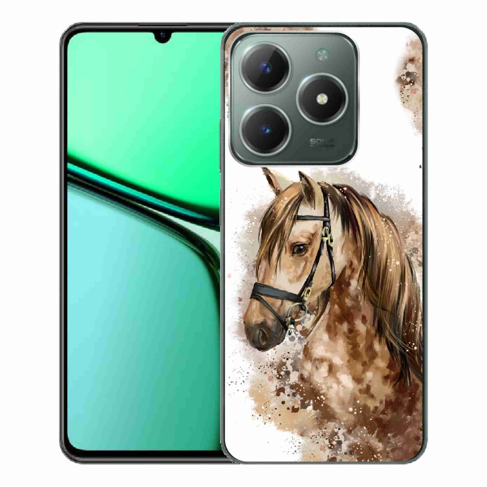 Gelový kryt mmCase na Realme C61 - hnědý kreslený kůň