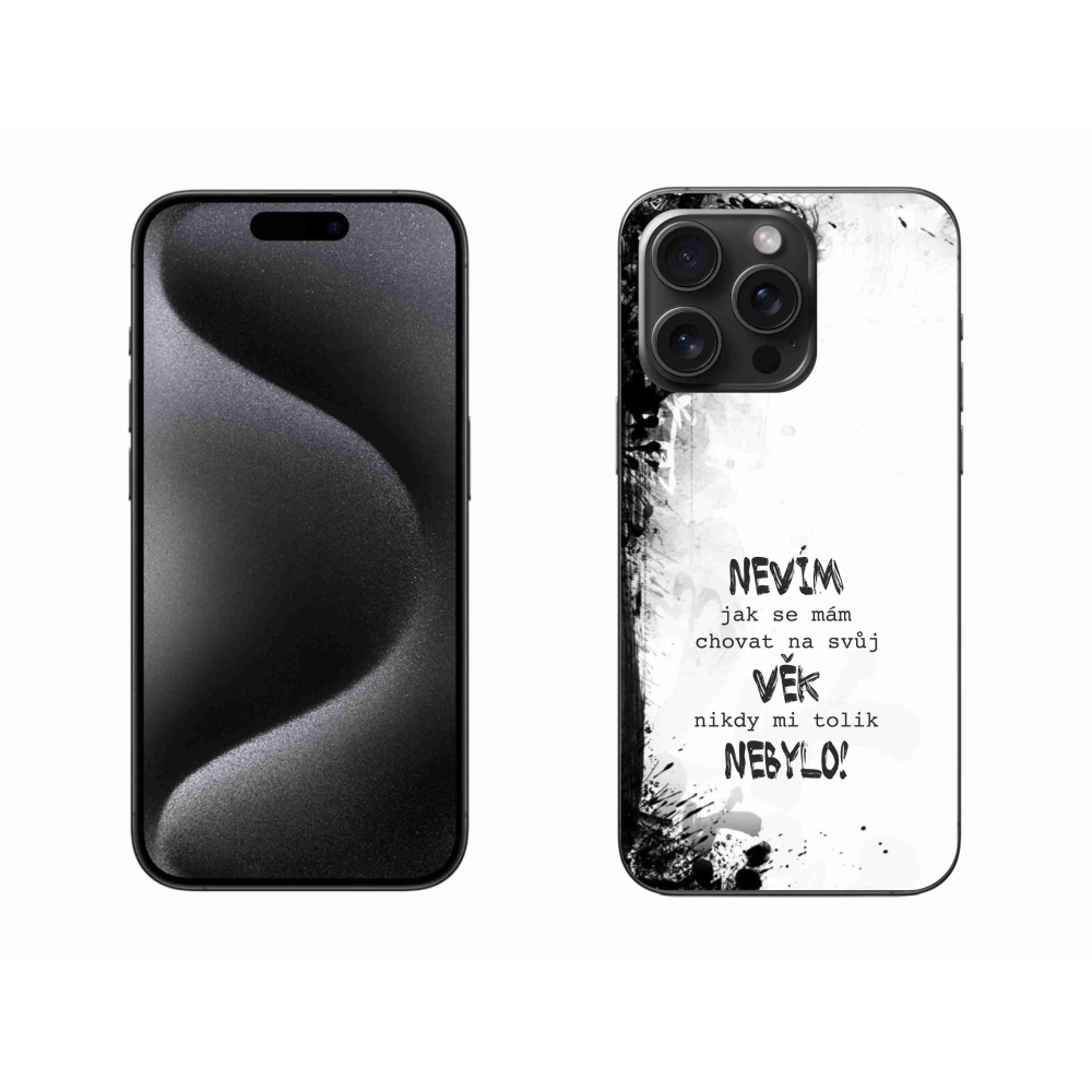 Gelový kryt mmCase na iPhone 15 Pro Max - vtipný text 14 bílé pozadí