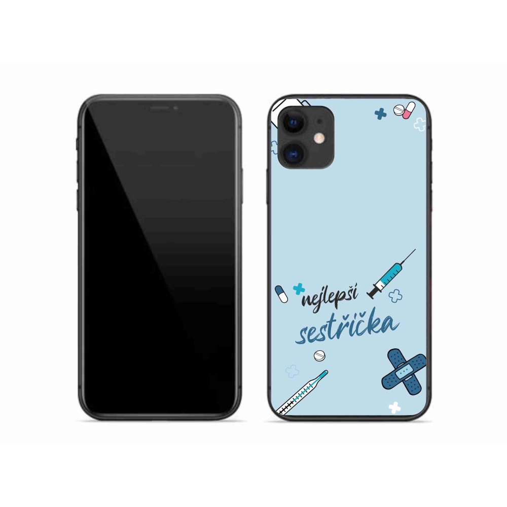 Gelový kryt mmCase na iPhone 11 - nejlepší sestřička modré pozadí