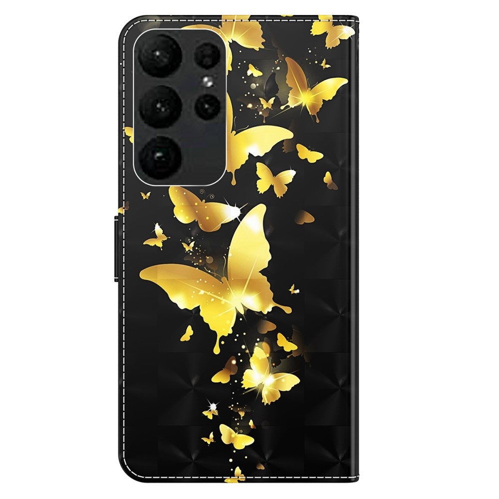 Print knížkové pouzdro na Samsung Galaxy S24 Ultra - zlatí motýli