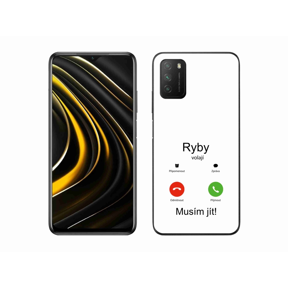 Gelový kryt mmCase na Xiaomi Poco M3 - ryby volají bílé pozadí