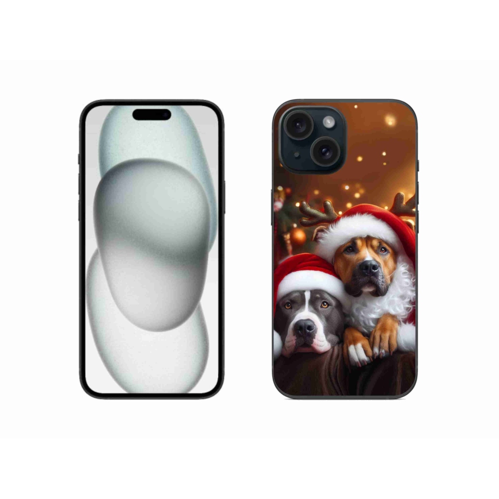 Gelový kryt mmCase na iPhone 15 - vánoční psi
