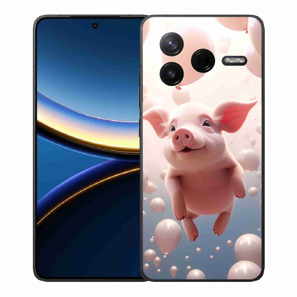 Gelový kryt mmCase na Xiaomi Poco F7 Pro - prasátko s balónky
