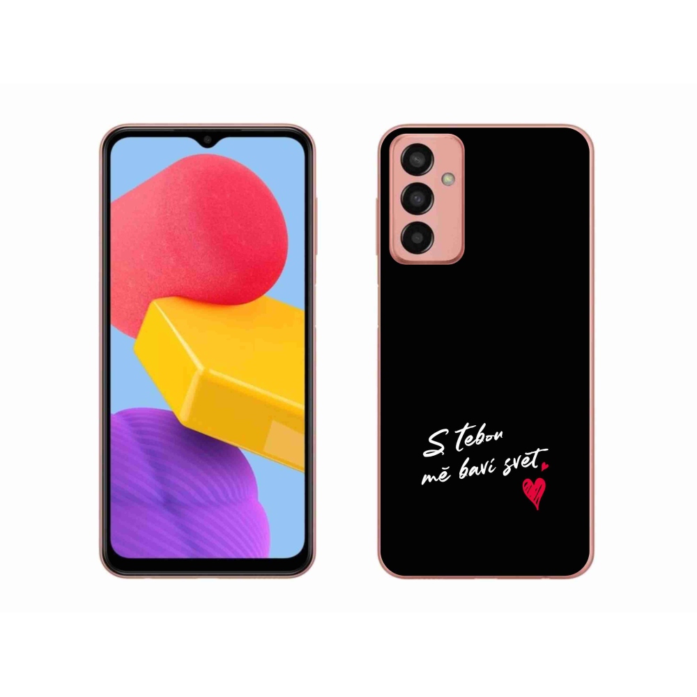 Gelový kryt mmCase na Samsung Galaxy M13 - zamilovaný text 1 černé pozadí