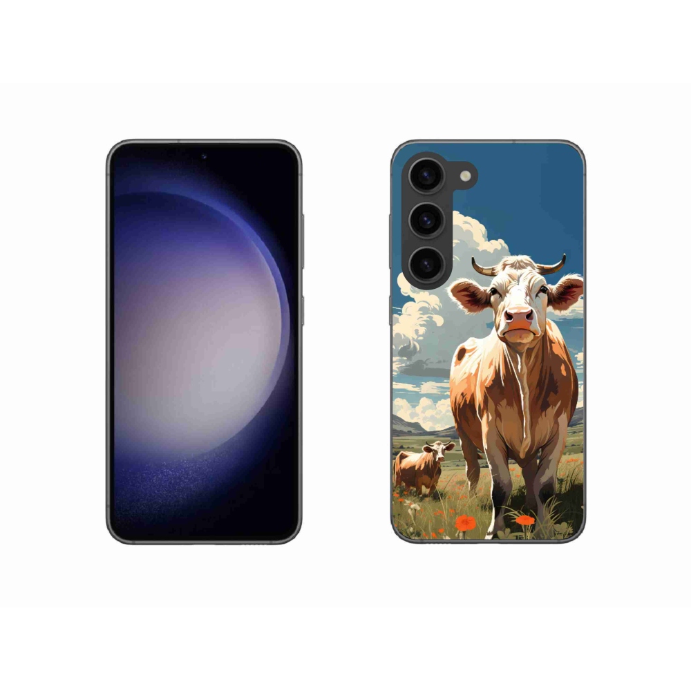 Gelový kryt mmCase na Samsung Galaxy S23 5G - krávy na louce