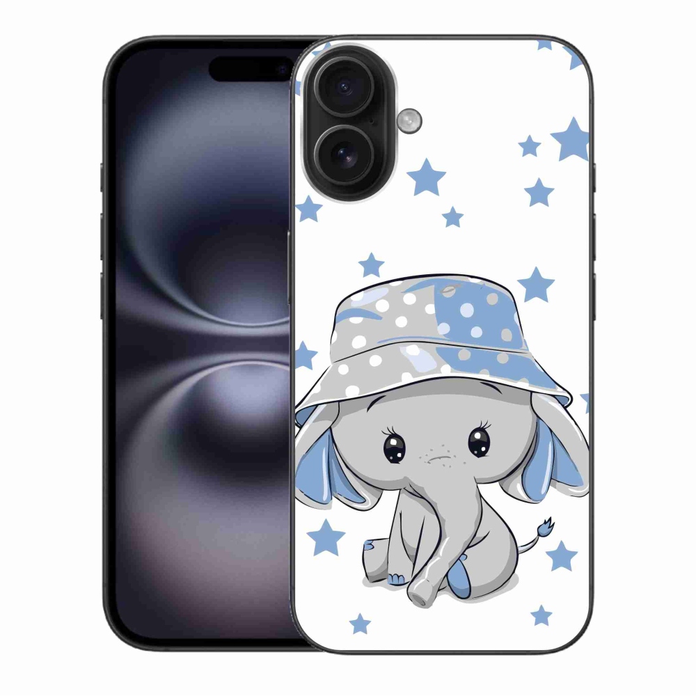 Gelový kryt mmCase na iPhone 16 Plus - modrý slon