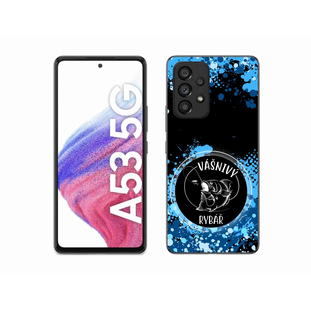 Gelový kryt mmCase na Samsung Galaxy A53 5G - vášnivý rybář černé pozadí