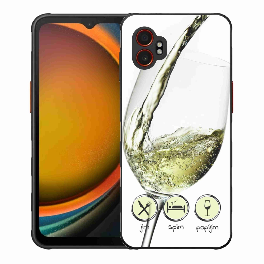 Gelový kryt mmCase na Samsung Galaxy Xcover 7 Pro - sklenička vína bílé