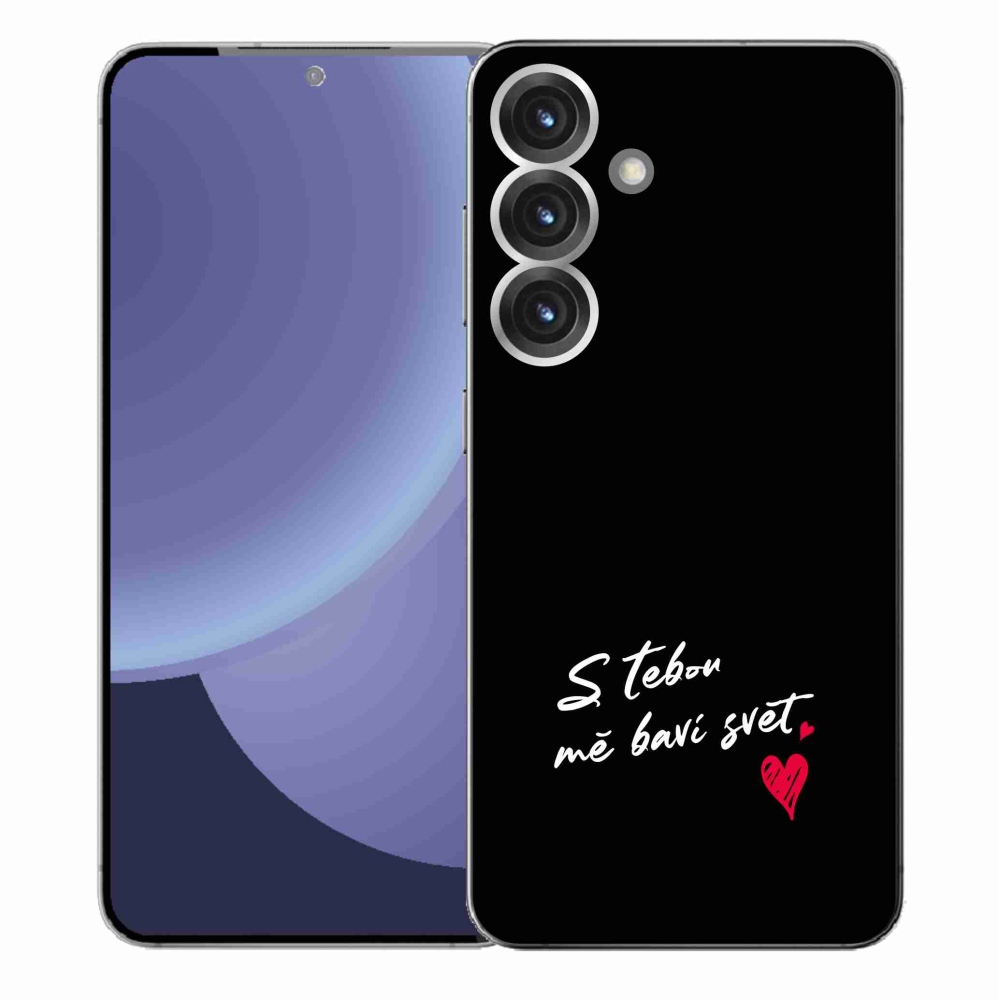Gelový kryt mmCase na Samsung Galaxy S25+ - zamilovaný text 1 černé pozadí