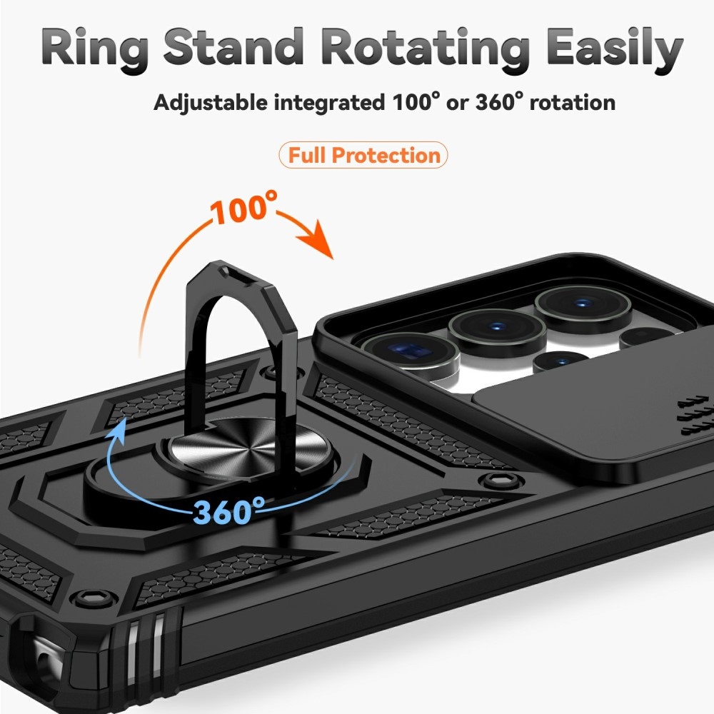 Ring odolný kryt na Samsung Galaxy S25 Ultra - černý