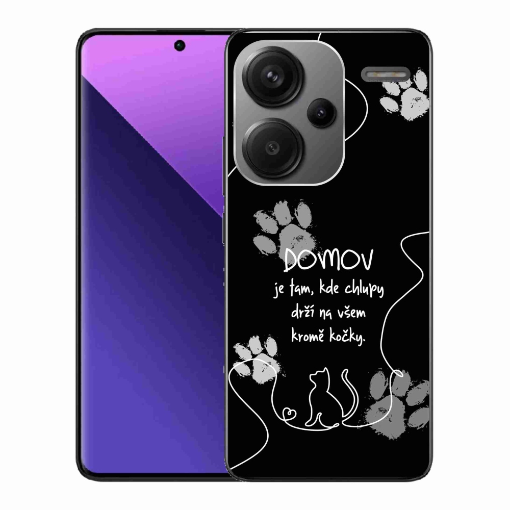 Gelový kryt mmCase na Xiaomi Redmi Note 13 Pro+ 5G - kočičí motiv černé pozadí