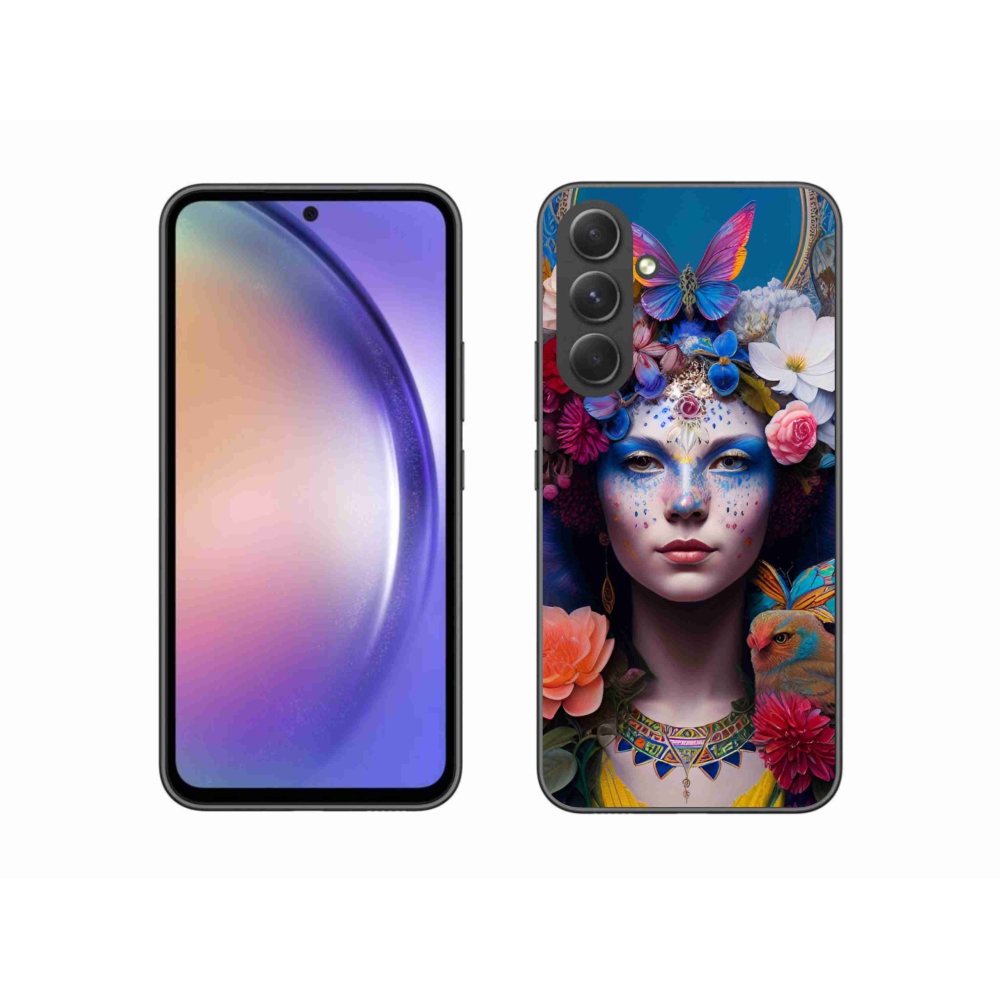 Gelový kryt mmCase na Samsung Galaxy A54 5G - žena s květinami