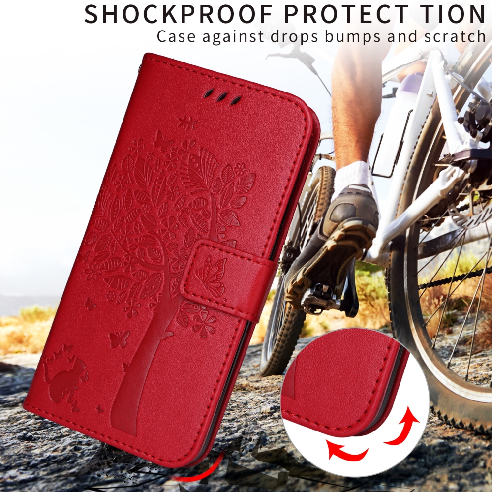 Trees knížkové pouzdro na Xiaomi Redmi 15 4G (171mm) - červené