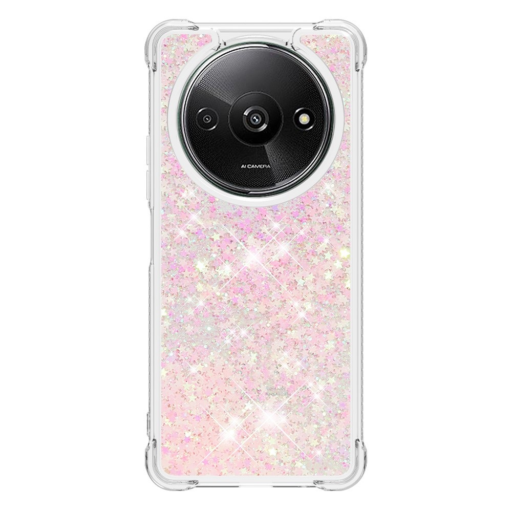 Glitter gelový přesýpací obal na Xiaomi Redmi A3 - růžový/hvězdičky