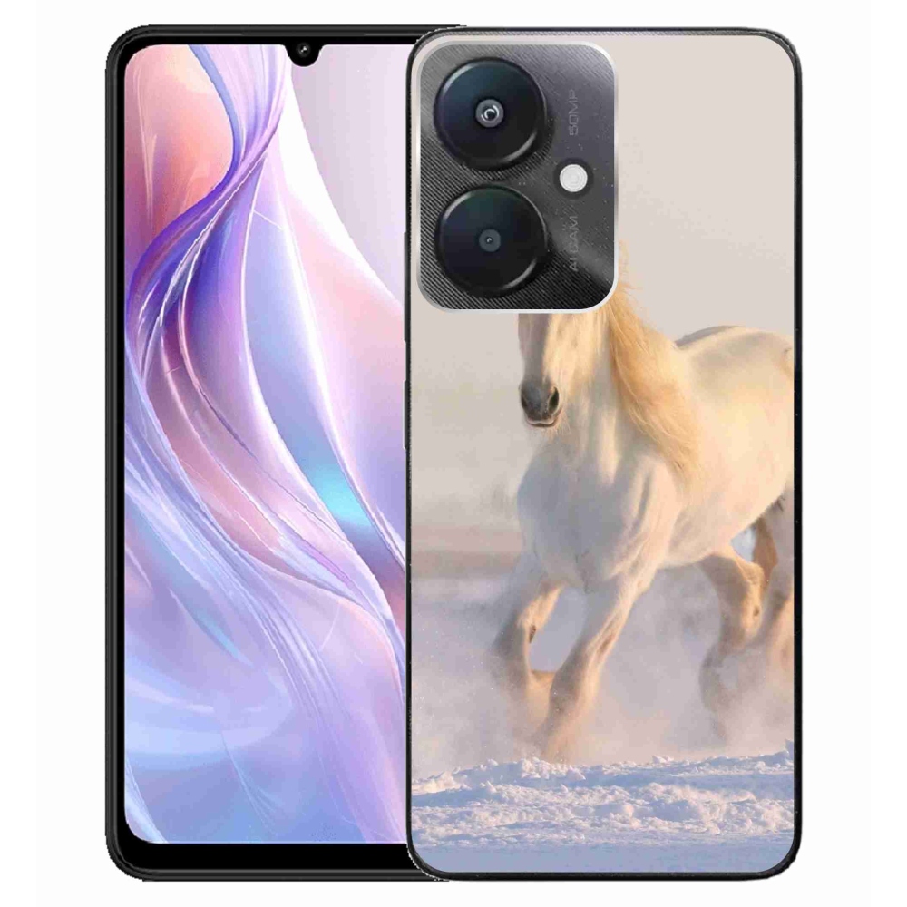 Gelový obal mmCase na Xiaomi Redmi 13C 5G - kůň ve sněhu