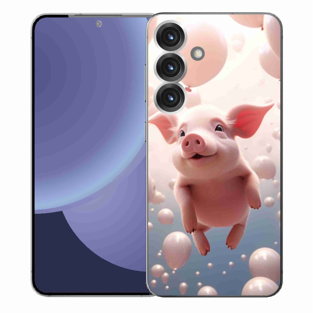 Gelový kryt mmCase na Samsung Galaxy S25+ - prasátko s balónky