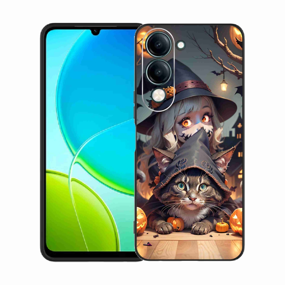 Gelový kryt mmCase na Vivo Y29s 5G - čarodějnice s kočkou