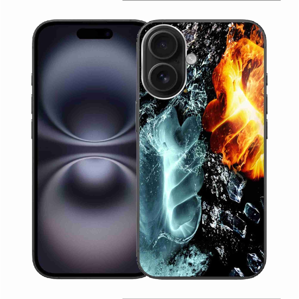 Gelový kryt mmCase na iPhone 16 - voda a oheň