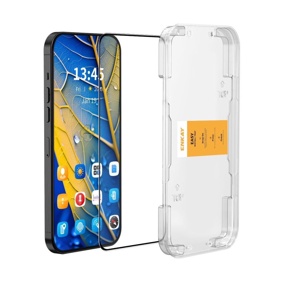 ENK 9H celoplošné tvrzené sklo na Xiaomi Redmi Note 14 4G s aplikačním rámečkem