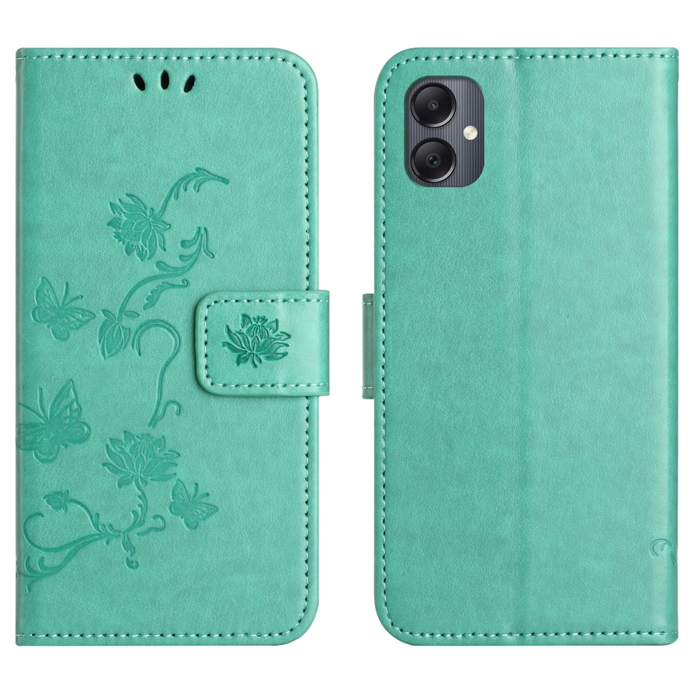 Flower knížkové pouzdro na Samsung Galaxy A07 4G - modrozelené