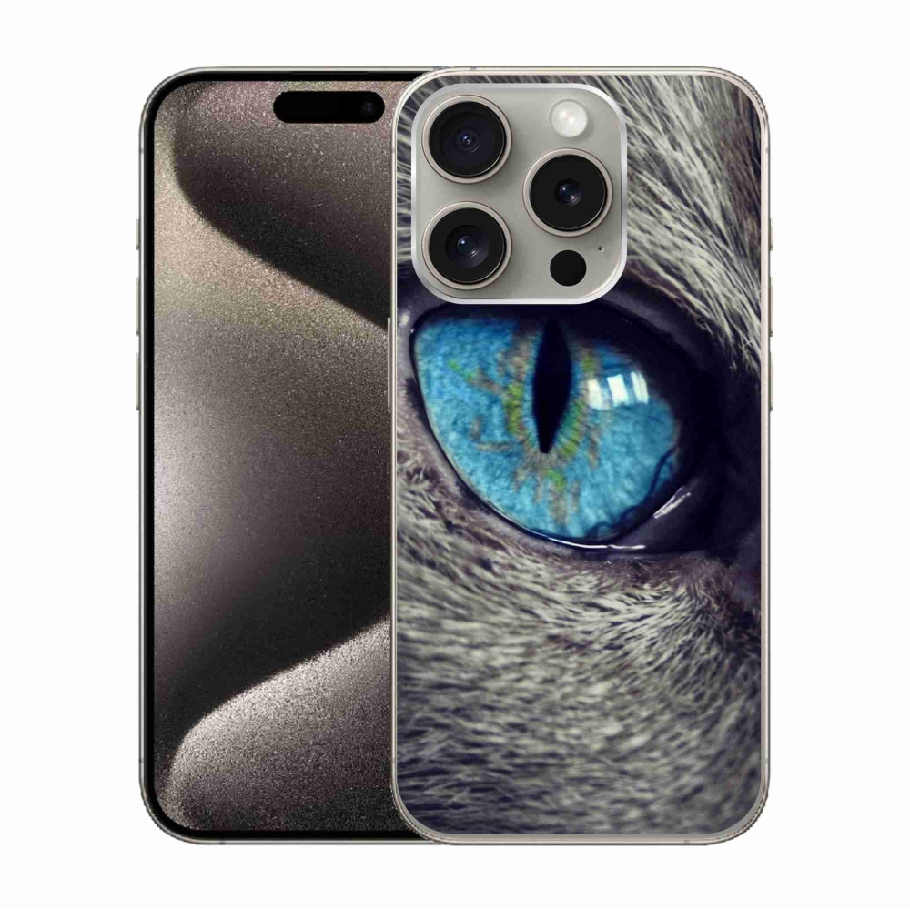 Gelový kryt mmCase na iPhone 15 Pro - modré kočičí oko