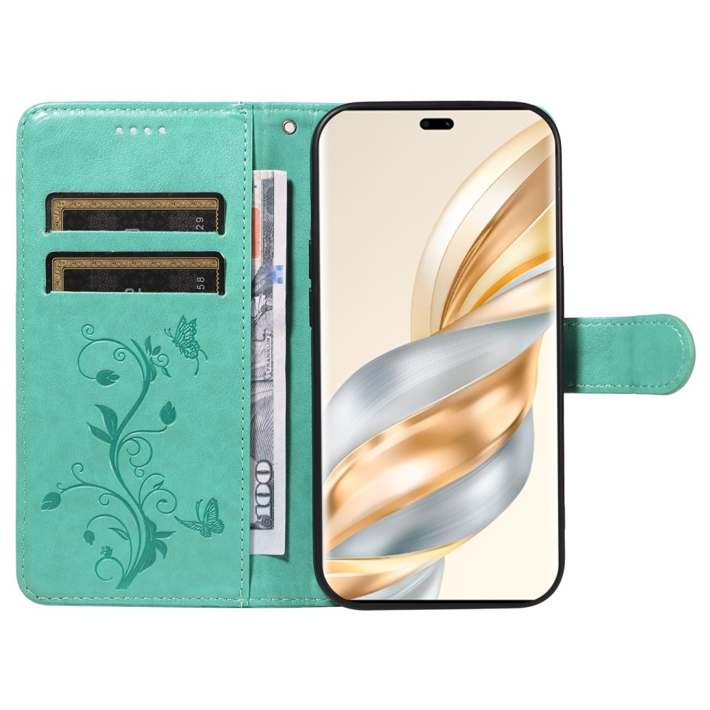 Flowers knížkové pouzdro na Honor Magic 7 Lite 5G - zelené