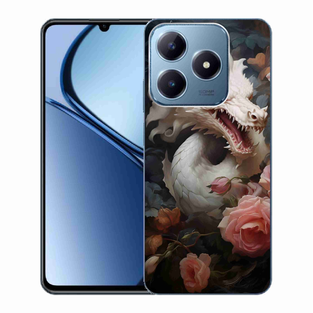 Gelový kryt mmCase na Realme C63 - bílý drak