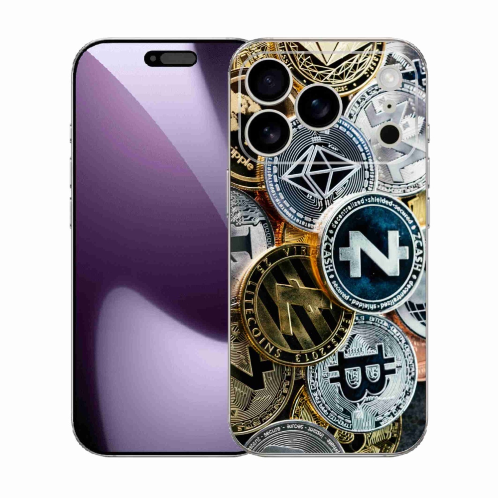 Gelový kryt mmCase na iPhone 17 Pro - kryptoměny