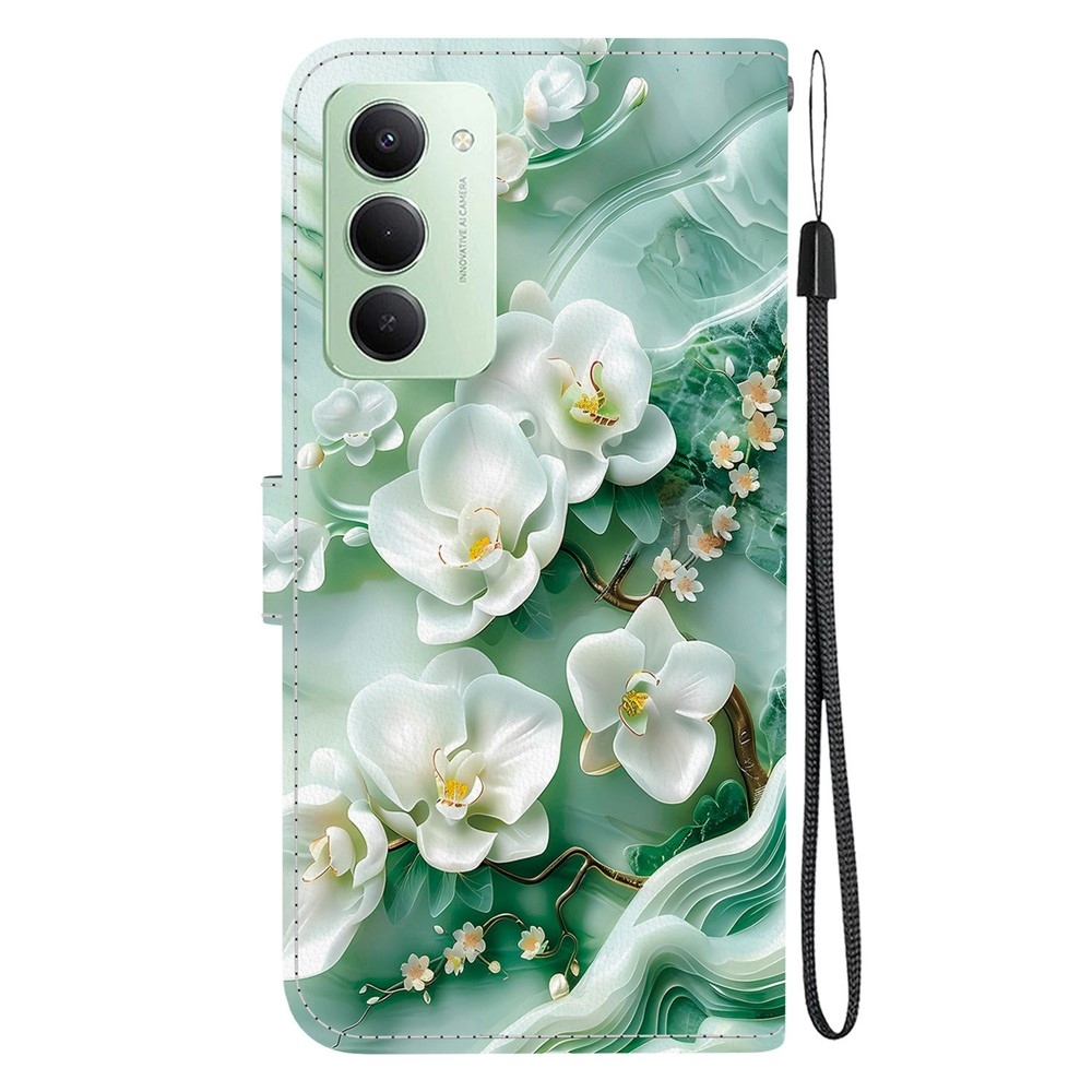 Versatile knížkové pouzdro na Xiaomi Redmi 15 4G (171mm) - bílé květy