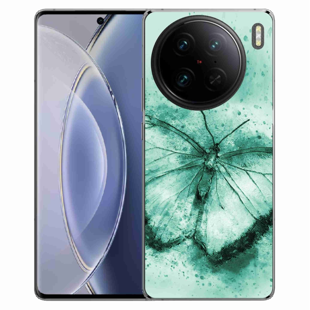 Gelový obal mmCase na Vivo X90 Pro - zelený motýl