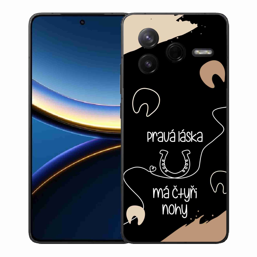 Gelový kryt mmCase na Xiaomi Poco F7 Pro - koňský motiv černé pozadí