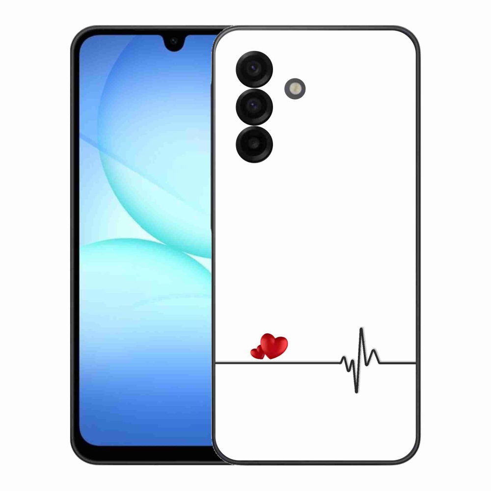 Gelový kryt mmCase na Samsung Galaxy A17 4G/5G - srdce a tep bílé pozadí