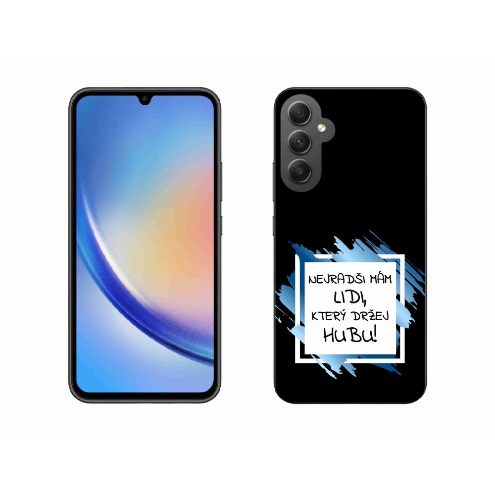 Gelový kryt mmCase na Samsung Galaxy A34 5G - vtipný text 7 bíločerné pozadí