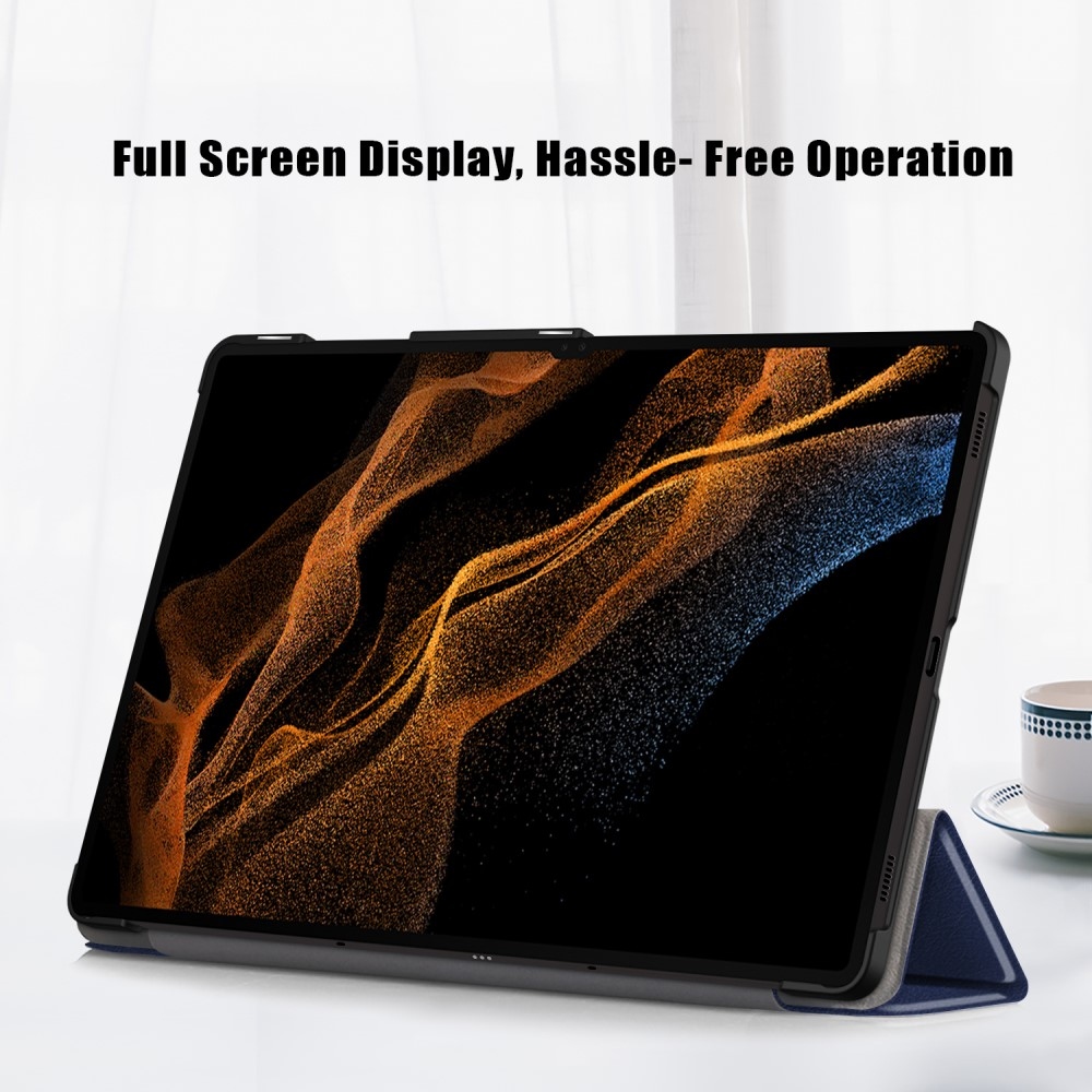 Case chytré zavírací pouzdro na Samsung Galaxy Tab S9 Ultra/Tab S10 Ultra - tmavěmodré