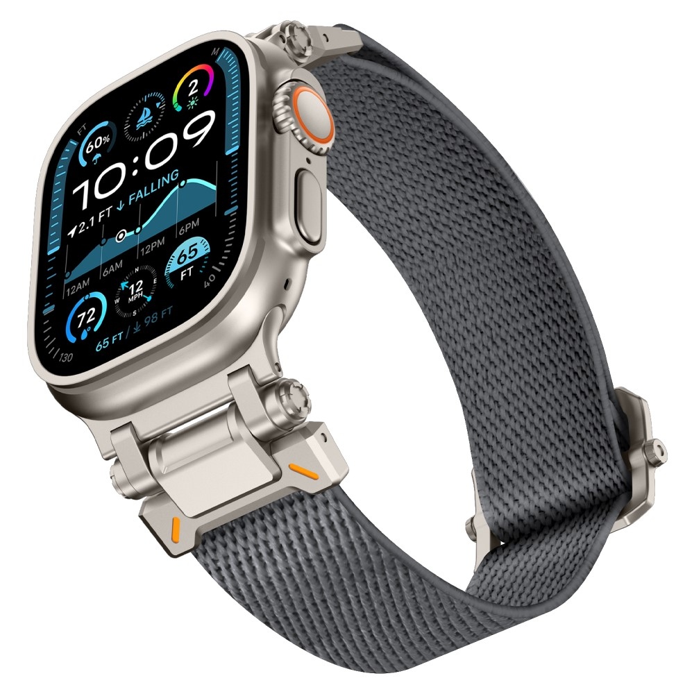 Titanium nylonový řemínek na Apple Watch Ultra/Ultra 2 49mm/SE/SE 2022/2023 44mm/10 46mm/9/8/7 45mm/6/5/4 44mm/3/2/1 42 mm - šedý