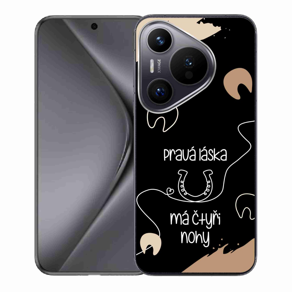 Gelový kryt mmCase na Huawei Pura 70 - koňský motiv černé pozadí
