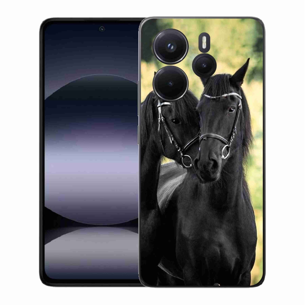 Gelový kryt mmCase na Xiaomi Redmi Note 14 - dva černí koně