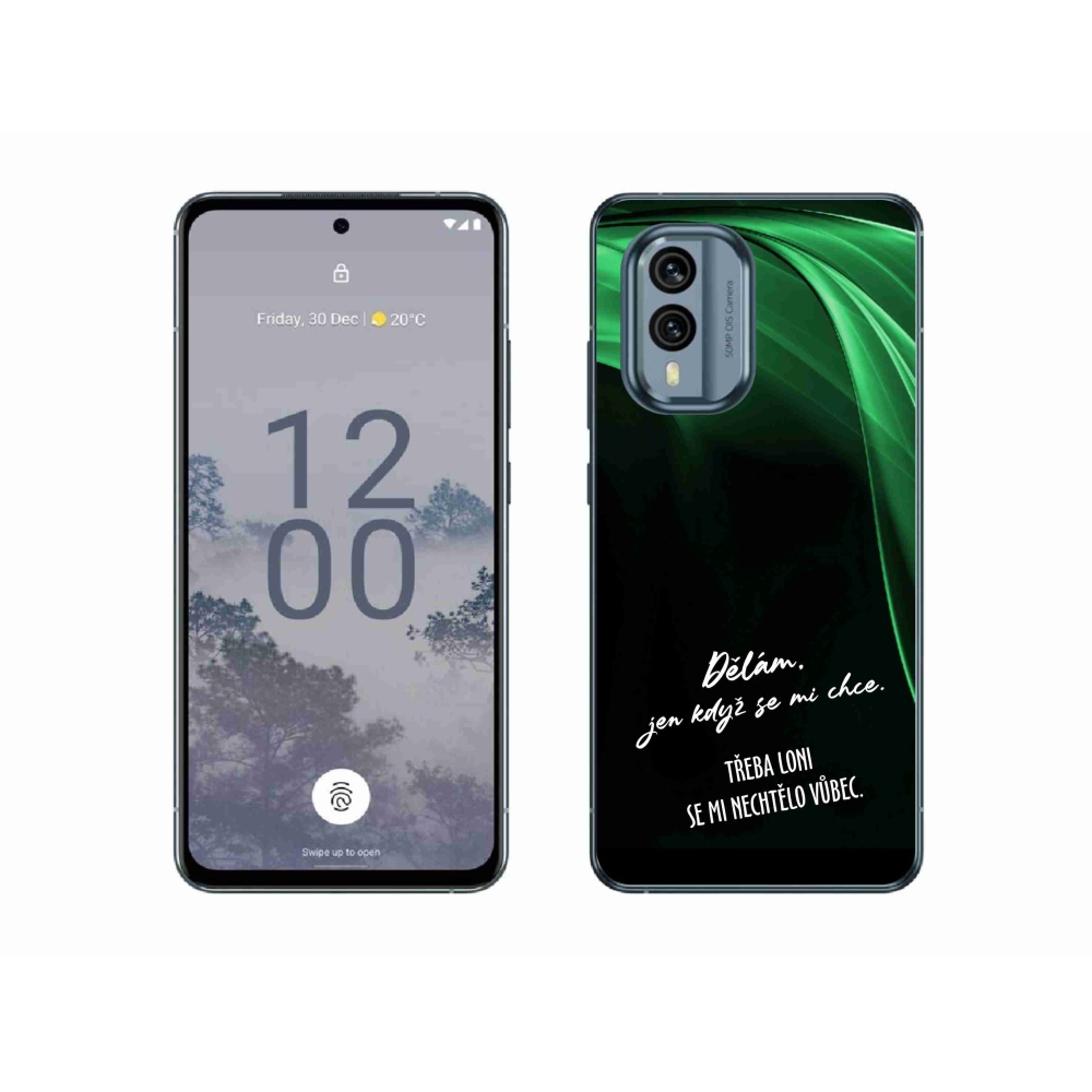 Gelový kryt mmCase na Nokia X30 5G - vtipný text 12 černé pozadí