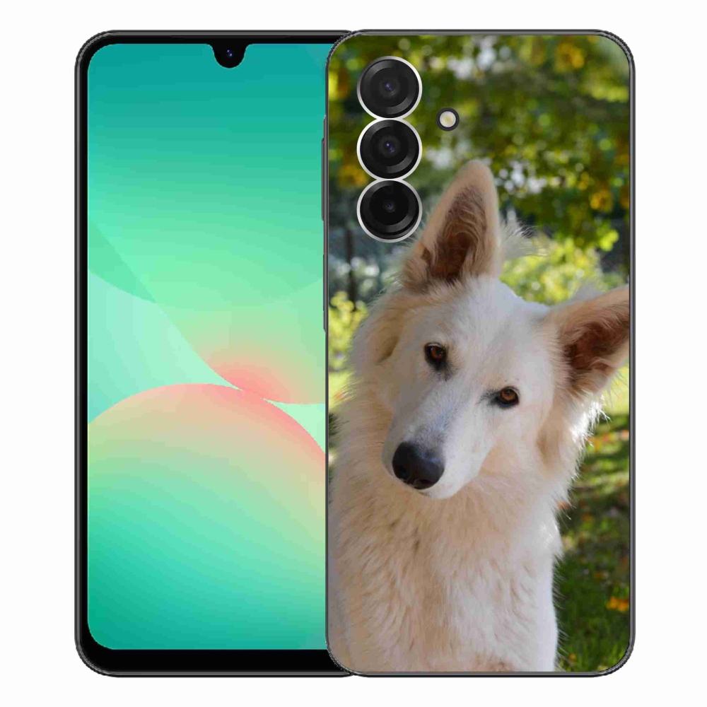 Gelový kryt mmCase na Samsung Galaxy A26 5G - bílý švýcarský ovčák 1