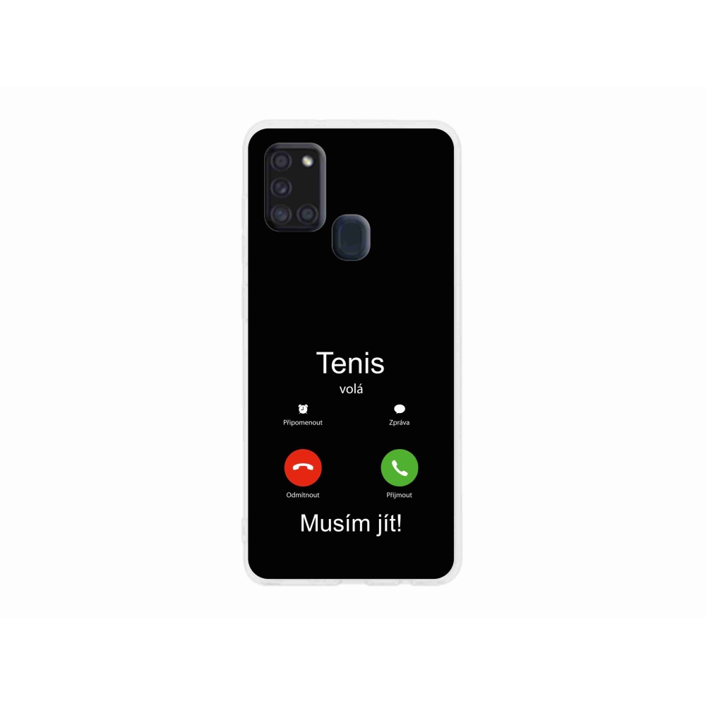Gelový kryt mmCase na Samsung Galaxy A21s - tenis volá černé pozadí