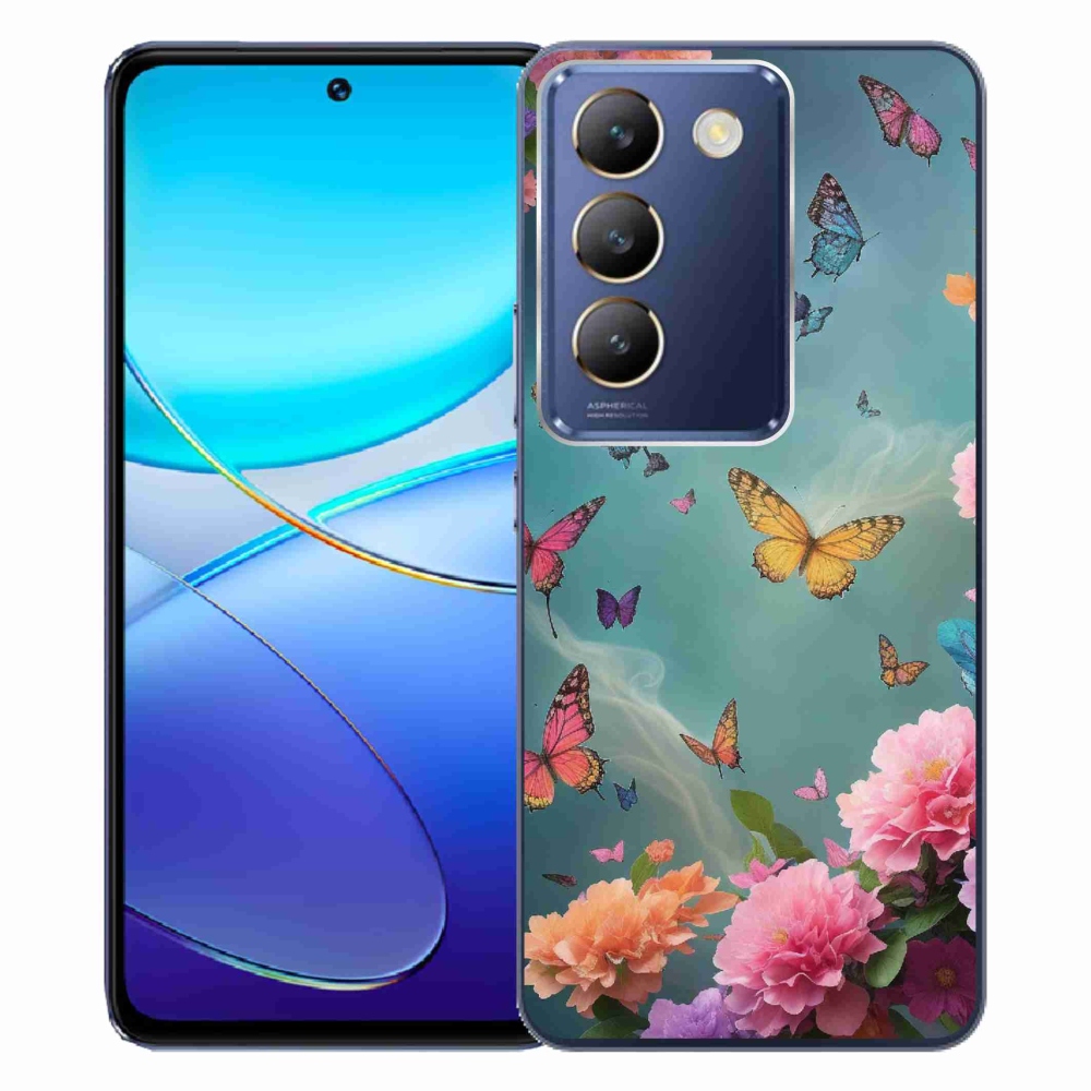 Gelový kryt mmCase na Vivo V40 SE 4G/5G - barevné květy a motýli