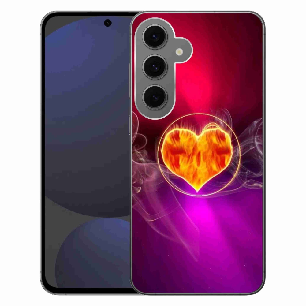Gelový kryt mmCase na Samsung Galaxy S24 FE - ohnivé srdce