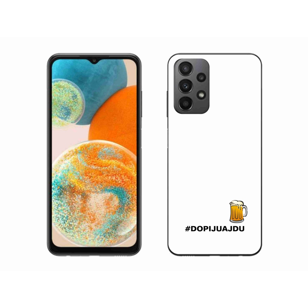 Gelový kryt mmCase na Samsung Galaxy A23 4G/5G - pivní motiv 1 bílé pozadí