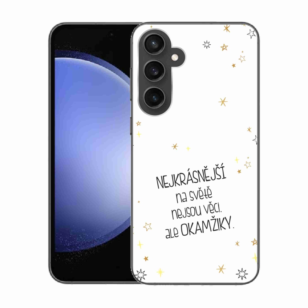 Gelový kryt mmCase na Samsung Galaxy S23 FE - citát 4 bílé pozadí