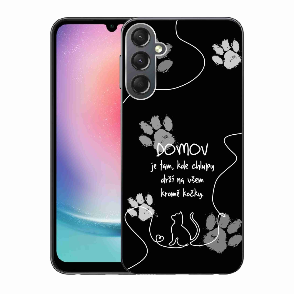 Gelový kryt mmCase na Samsung Galaxy A24 - kočičí motiv černé pozadí