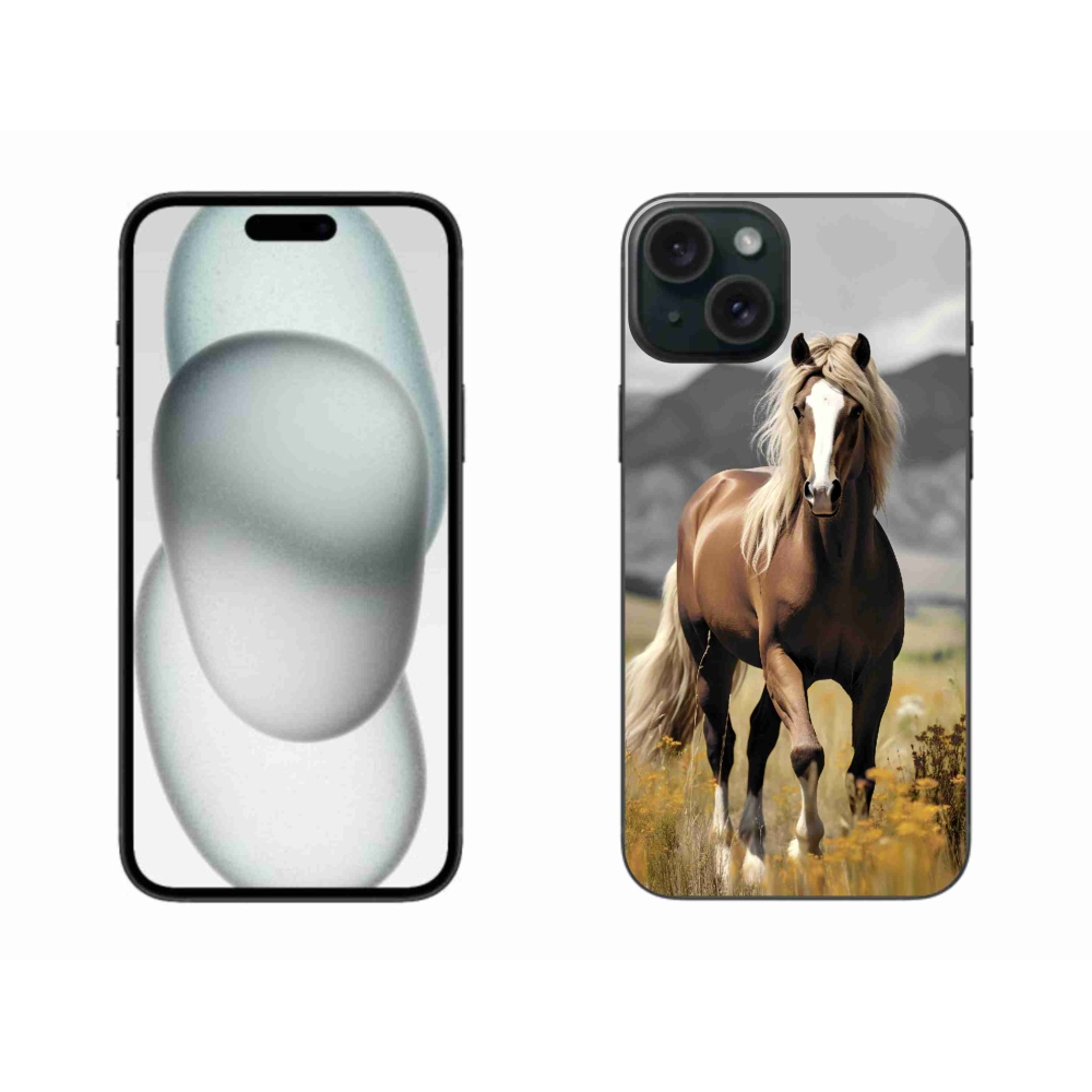 Gelový kryt mmCase na iPhone 15 Plus - hnědý kůň 1