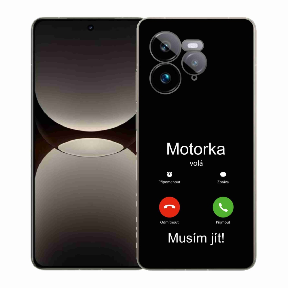 Gelový kryt mmCase na Realme GT 7 Pro 5G - motorka volá černé pozadí