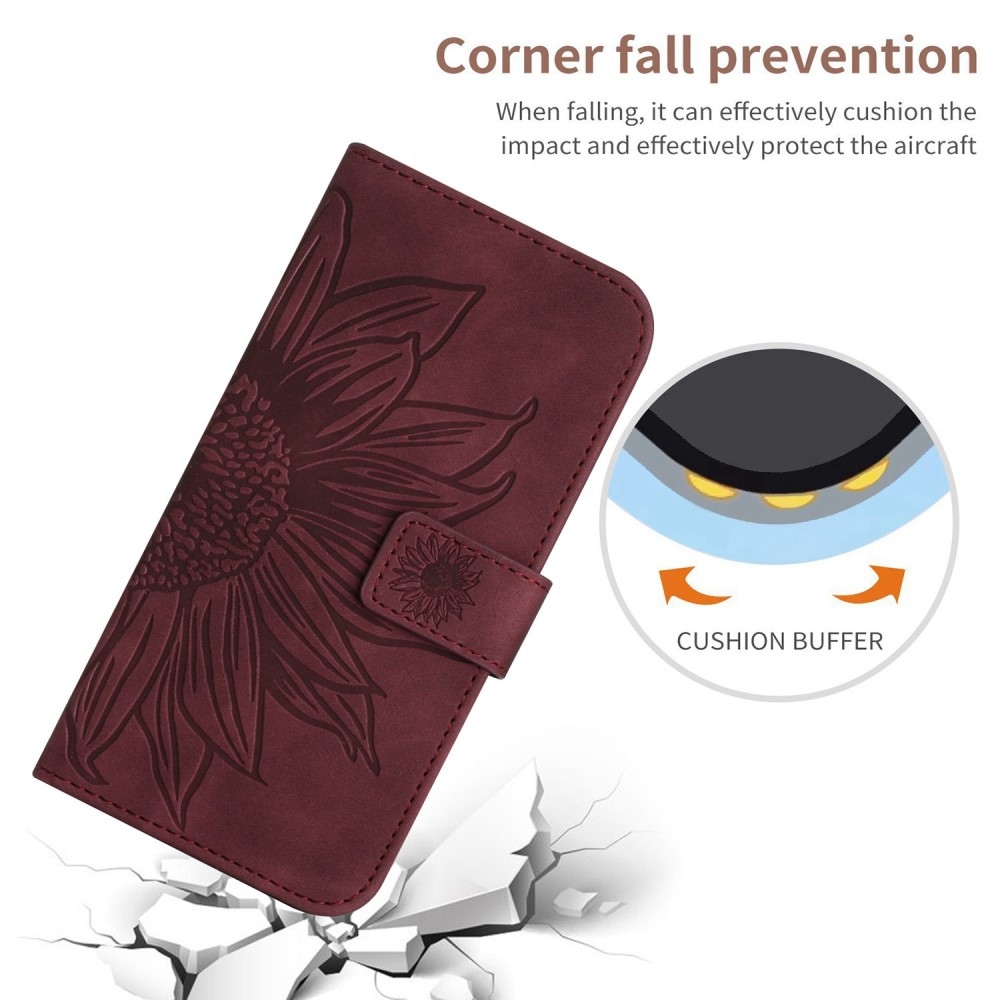 Sunflower knížkové pouzdro na Vivo X80 Lite - vínové