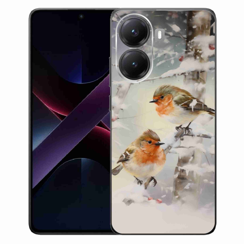 Gelový kryt mmCase na Xiaomi Poco X7 Pro 5G - ptáčci v zimě